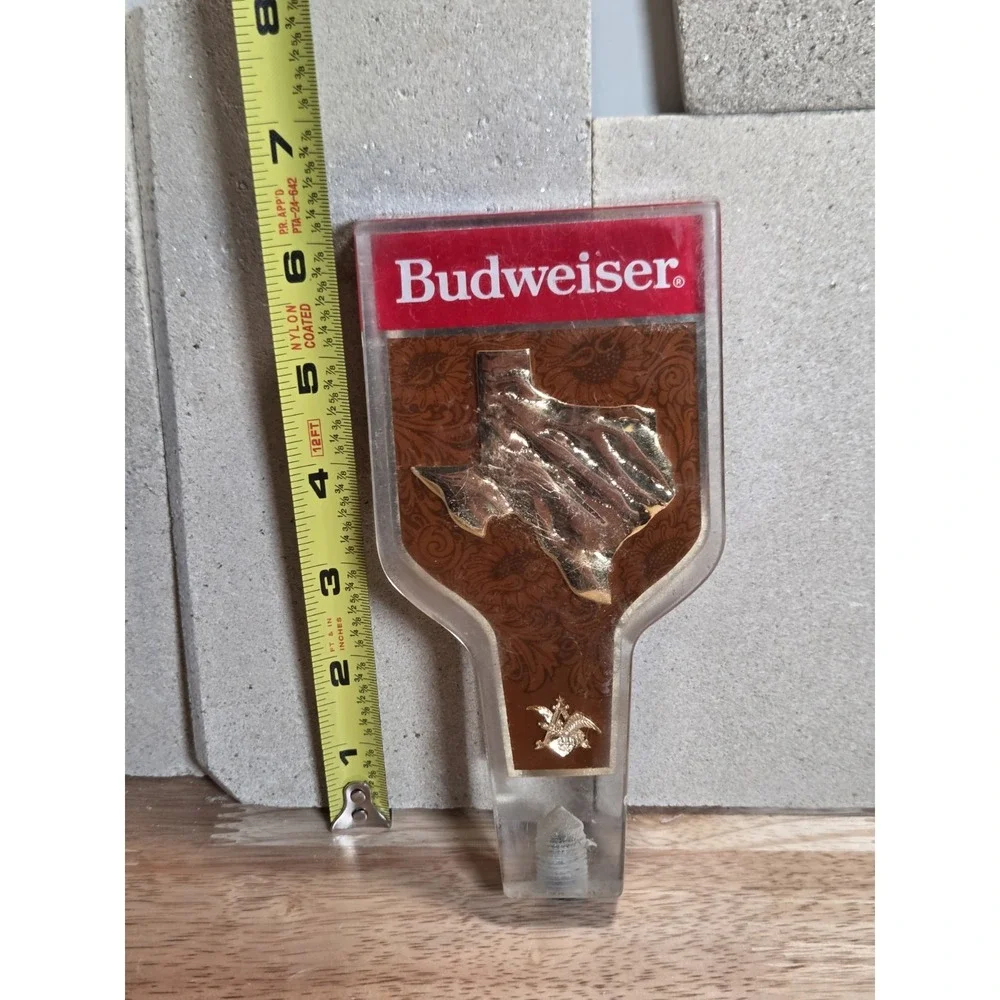 Vintage Budweiser Texas State Lucite Acrylic Beer Tap Handle Gold Western